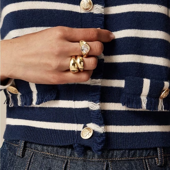 J crew evening muslin Cashmere fringe-trim sweater lady jacket - Picture 2 of 5